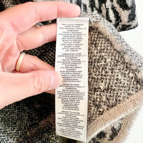 Joie 'Berit' Print Open Front Wool Blend Cardigan Small Boho Chic Layering Basic - Picture 4 of 8